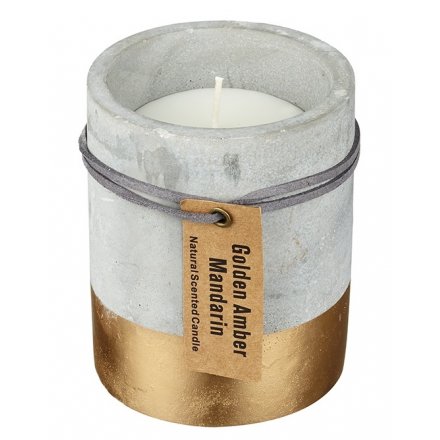 Gold Dipped Concrete Candle 10cm