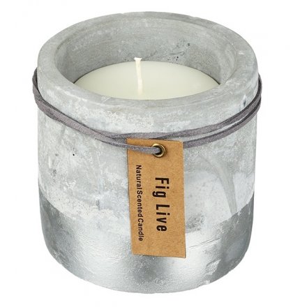Large Silver Dipped Concrete Candle 10cm