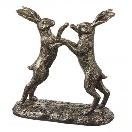 Boxing Hares Bronze 19cm