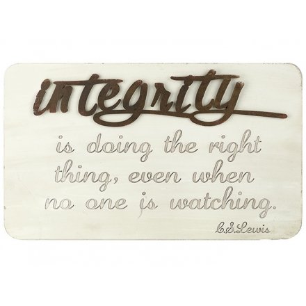 Integrity Word Concrete Plaque 36cm