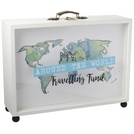 Extra Large Around the World Suitcase Money/Memory Box 50cm