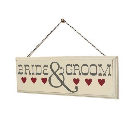 Bride & Groom Wooden Sign 29cm