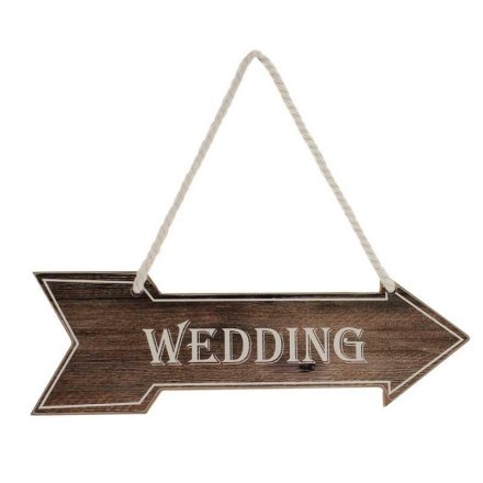 Wedding Arrow Wooden Hanging Sign