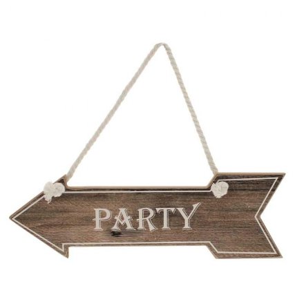 Party Arrow Wooden Hanging Sign