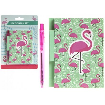 Flamingo Themed Notepad and Pen Set