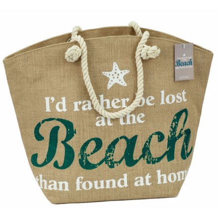 Id Rather Be Lost Jute Beach Bag