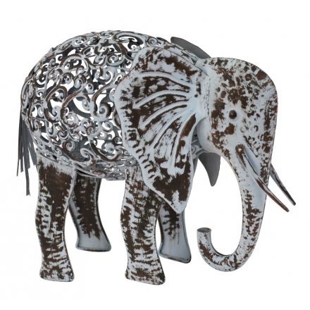 Grey Metal Elephant Garden Figurine