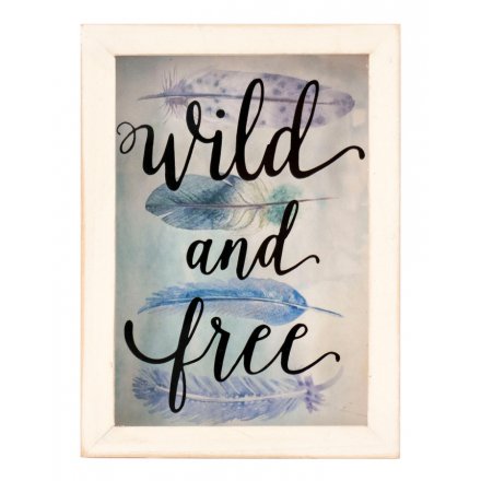 Wild and Free Glass Framed Sign