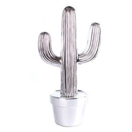 Decorative Silver Cactus 30cm