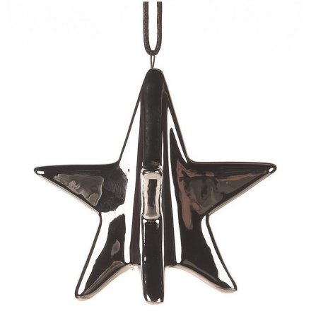 Silver 3D Star Hanging Decoration