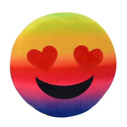 Rainbow Heart Eyes Emoji Cushion