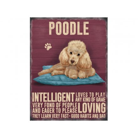 Brown Poodle Mini Metal Sign, 9cm