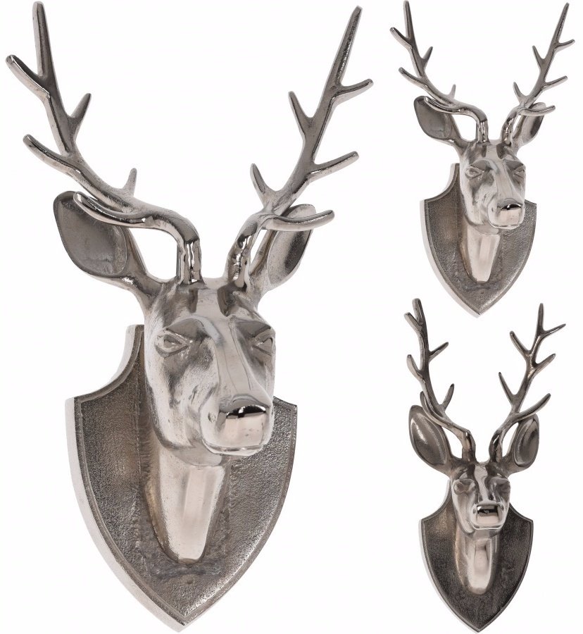 Silver Metal Deer Head 35862 Christmas / Hanging Decorations
