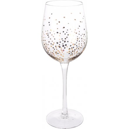 Gold Confetti Wine Glass