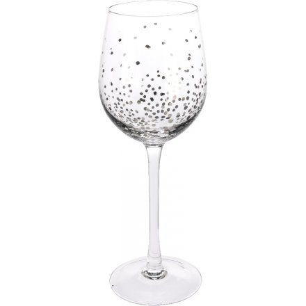 Silver Confetti Wine Glass