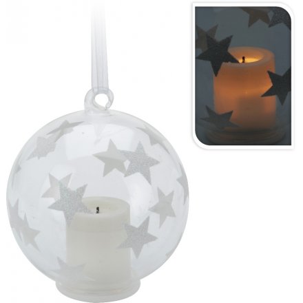 Clear Christmas Bauble With Tealight 8cm