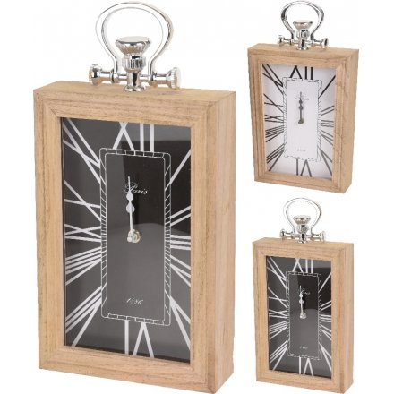 Block Wooden Table Clock - Long