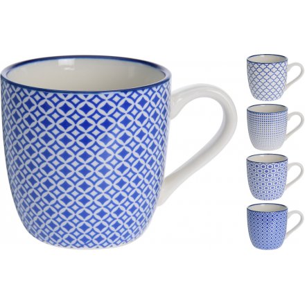 Blue Mosaic Ceramic Mug Set 