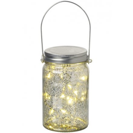 Mottled Glass Jar With LED Lights