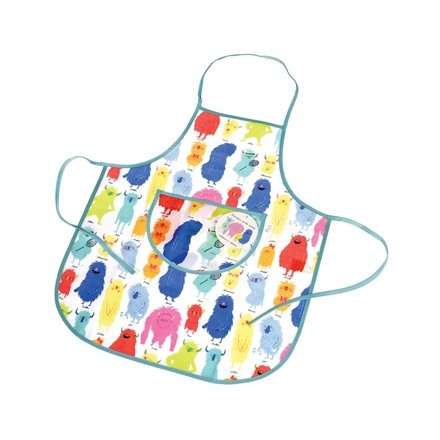 Get messy with this colourful Monsters of the World apron with a handy front pocket.