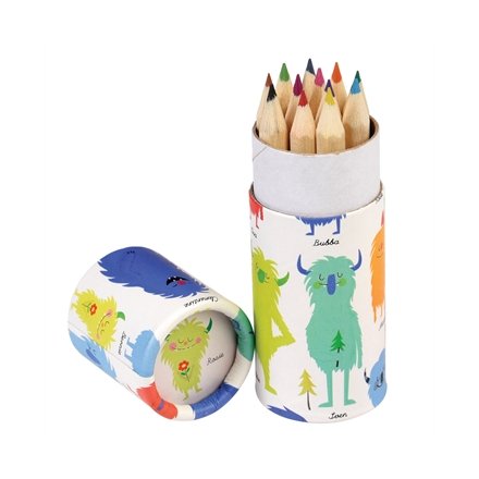 A set of 12 coloured pencils in the popular Monsters of the World tube. A great gift item for creative kids on the go.