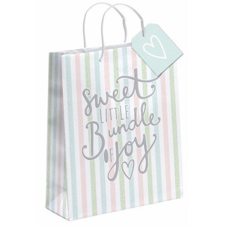 Sweet Little Bundle Of Joy, Stripy Gift Bag Large
