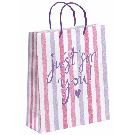 Just For You, Pink Stripe Gift Bag Large