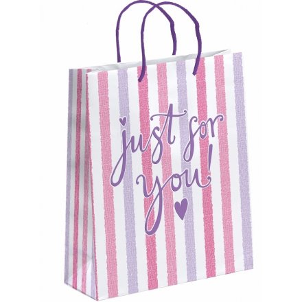 Just For You, Pink Stripe Gift Bag XL