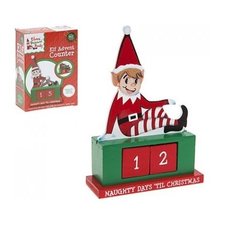 A naughty elf wooden christmas countdown