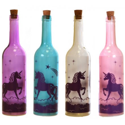An assortment of 4 LED unicorn bottles