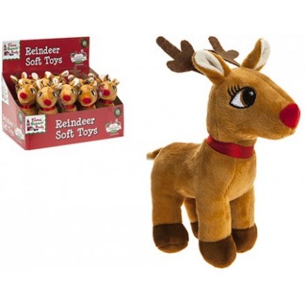 A plush reindeer soft toy