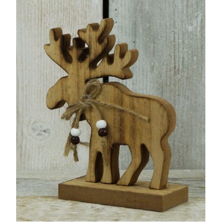 Small Natural Wooden Moose 