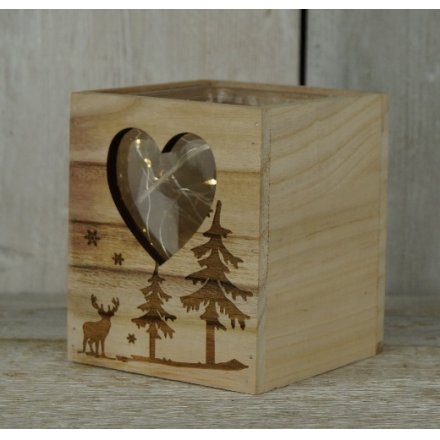 Wooden Heart Tealight Holder