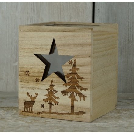 Wooden Star Tealight Holder
