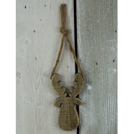 Wooden Moose Hanging Decoration, Small