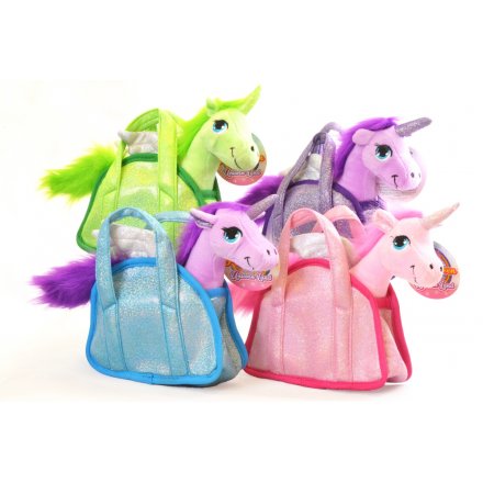 Unicorn Carry Case Cuddly Toy, 4 Assorted