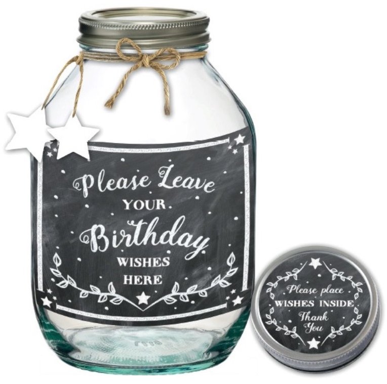 SFZ546E / Large Birthday Wishes Jar 22cm 36201 Homeware / Bottle
