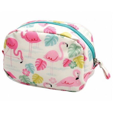 This fun flamingo themed oilcloth makeup bag is a stylish yet practical gift idea for any birthday