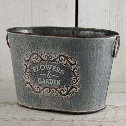 Grey Vintage Zinc Flowers and Garden Trough