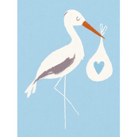 New Baby & Stork Blue Greeting Card
