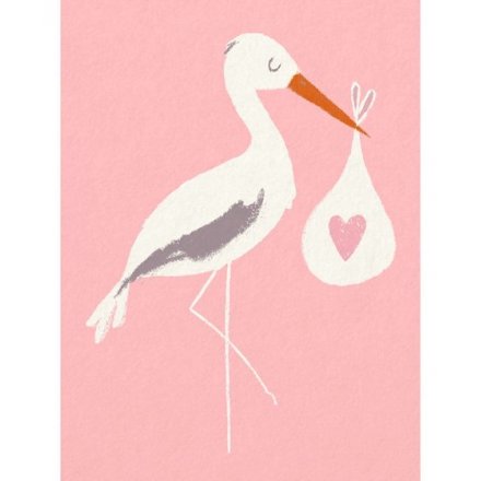 New Baby & Stork Pink Greeting Card