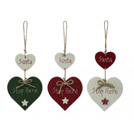 Santa Stop Here Plaques, 3 Assorted