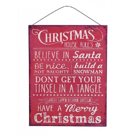 Christmas House Rules Plaque