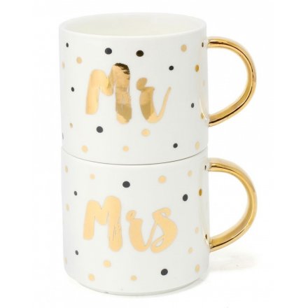 Mr & Mrs Stack Mugs Gift Boxed