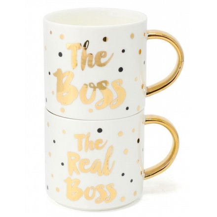 Boss & Real Boss Stack Mugs Gift Boxed