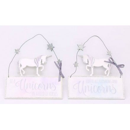 Unicorn Hanging Plaques, 2 Assorted