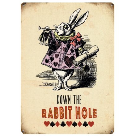Down The Rabbit Hole Large Metal Sign