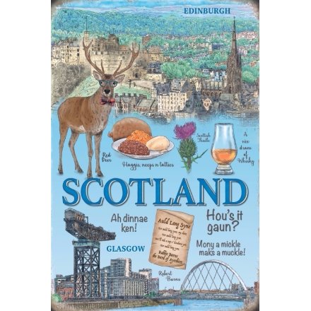  Show all the best bits of Scotland with this quirky metal hanging sign 