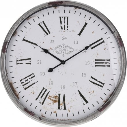 Rustic Metal Silver Clock