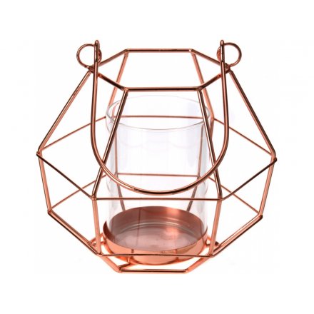 Copper Geometric Tlight Holder